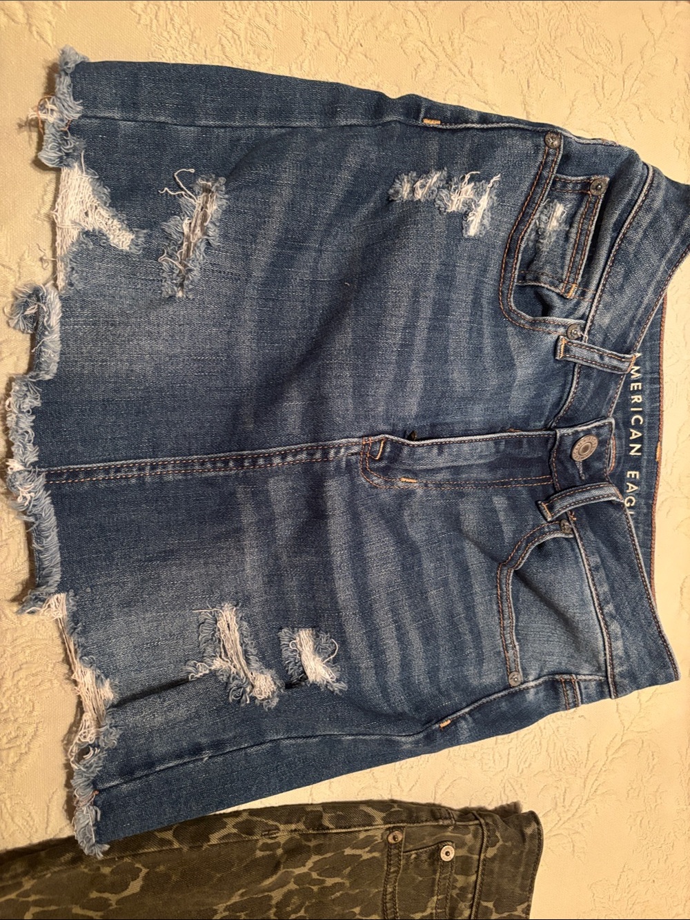 American Eagle Outfitters Distressed Blue Denim Mini Skirt
